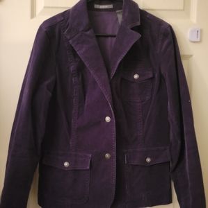 Liz Claiborne Dark Violet Purple Corduroy Blazer, Sz Lg